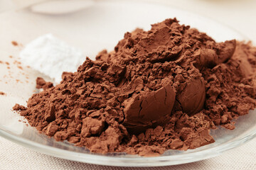 Cacao heap close-up. Macro shot.