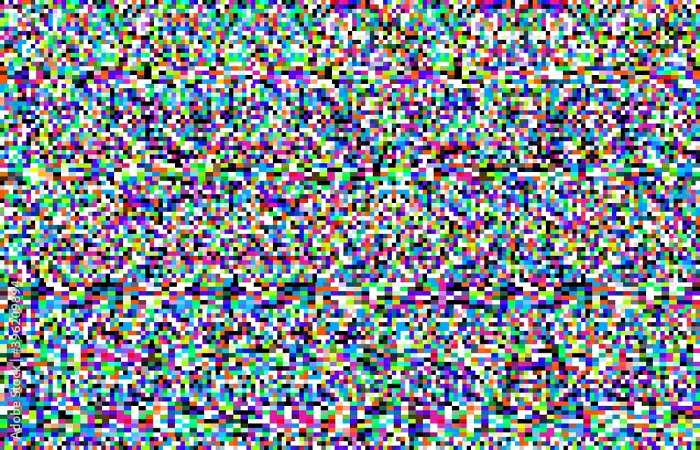 Leinwandbilder Pixel noise vector background of TV screen glitch texture. Digital and VHS video static error pattern, television no signal and computer code glitch effects, data fail and display distortion backdrop