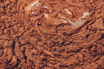 Cacao dough close-up. Macro shot. Liquid dough.