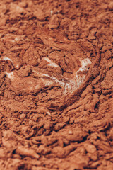 Cacao dough close-up. Macro shot. Liquid dough.