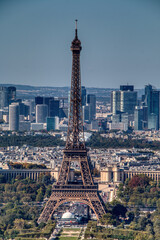 The Eiffel tower seen from the top of the Montparnasse tower in Paris, France