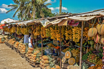 Tropical fruit market in the Philippines.