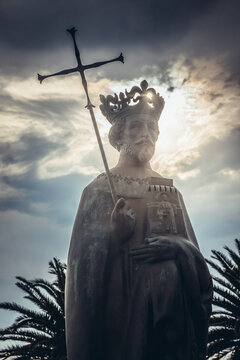 Statue of king Stephen Tvrtko I in port of Herceg Novi, Montenegro
