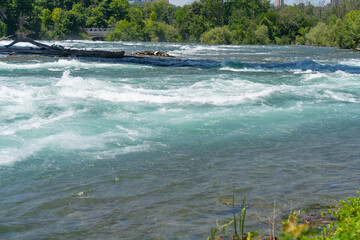 Niagara River, Niagara Fall USA. Powerful strong current o the Niagara River