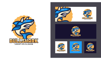 Adorable Shark Character Mascot Creative Logo Template
