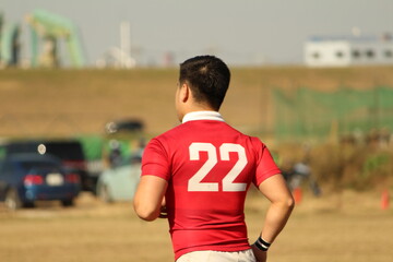 Fototapeta premium ラガーマン背番号22番の後ろ姿