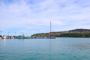 Koper, Slovenia, September 26, 2019: View of the city and the pier in Koper.