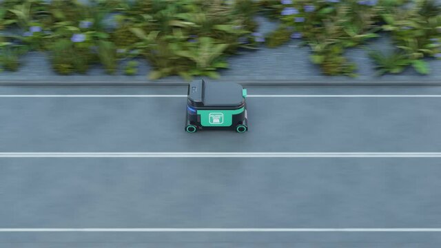 Delivery Robot Food delivery robots may serve homes in near future. AGV intelligent robot.