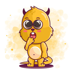 cute monster cartoon shocked illustration