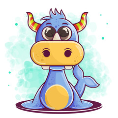 cute seals monster cartoon illustration