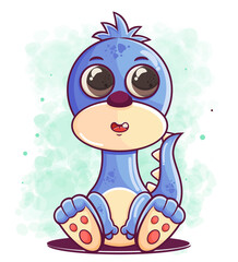 cute dinosaur cartoon illustration