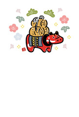 丑年　和風　年賀状　赤べこ　デザイン

