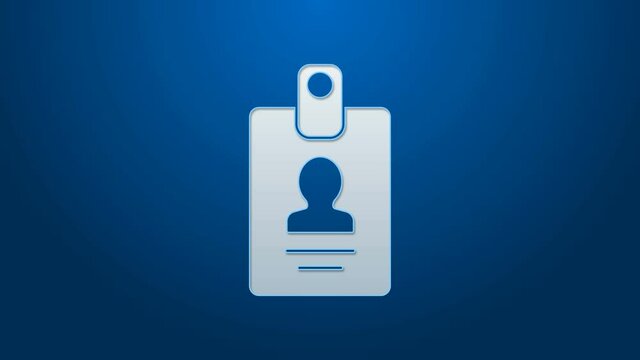 White line Identification badge icon isolated on blue background. It can be used for presentation, identity of the company, advertising. 4K Video motion graphic animation.