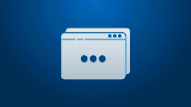 White line Website template icon isolated on blue background. Internet communication protocol. 4K Video motion graphic animation.