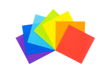 Isolated of colorful paper use for fold the origami in rainbow color