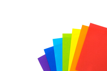 Isolated of colorful paper use for fold the origami in rainbow color