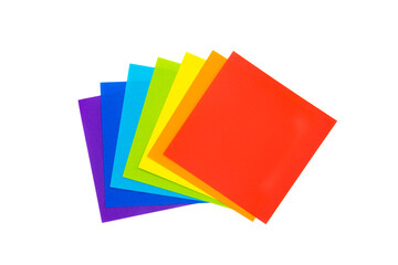 Isolated of colorful paper use for fold the origami in rainbow color