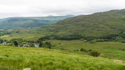 Fototapeta na wymiar Landscape of Gap of Dunloe drive in The Ring of Kerry Route. Killarney, Ireland., Part of Wild Atlantic Way