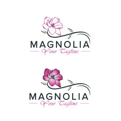 Beauty magnolia flower design logo Template icon