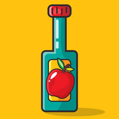 Obraz premium apple cider vinegar vector illustration in flat style