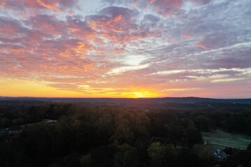 Sunset  over farmland