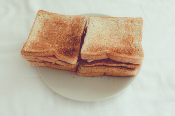 Minimal simple homemade toasted bread with copy space.