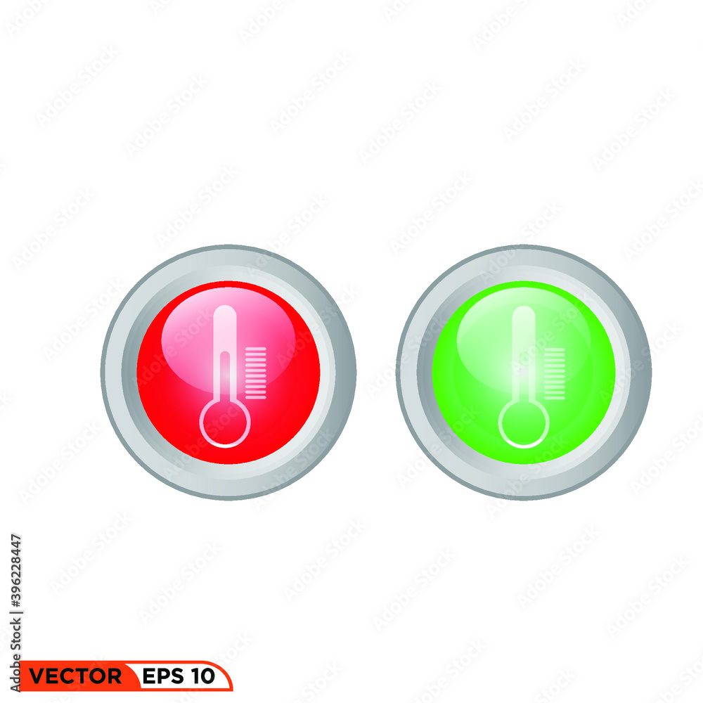 Wall mural icon vector graphic of button thermometer 3d, green light, red light, good for template illustration