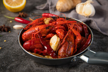 closeup gourmet  lobster on old wooden table