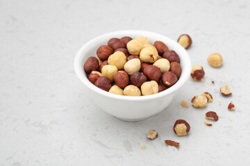 Hazelnut in white bowl