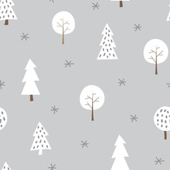 Cute Winter Pine Tree Seamless Pattern