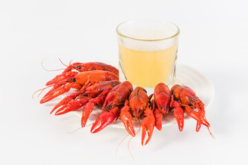 closeup gourmet  lobster on white wooden table