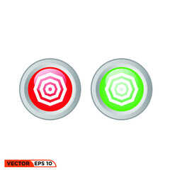 Icon vector graphic of Button hexa circle 3D, green light, red light, good for template illustration