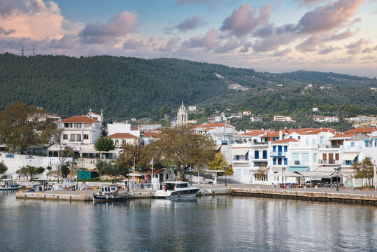 Skiathos Island, Greece. Skiathos town on Beautiful view of the old town .