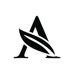 luxury a letter leaf black logo