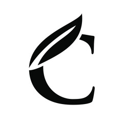 luxury c letter leaf black logo