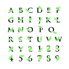 set collection alphabet letter green leaf logo