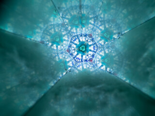 Blue, Turquoise, and White Kaleidoscope Pattern