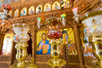 Interior of orthodox church with religious icons