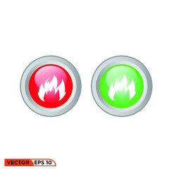 Icon vector graphic of Button Fire 3D, green light, red light, good for template illustration