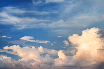 Beautiful clouds with blue sky landscape in nature                               