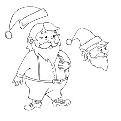 Santa Claus. Vector contour hand drawn illustration. New year and Christmas outline characters in doodle style, sketch. For greeting cards, calendars, prints, children's coloring book