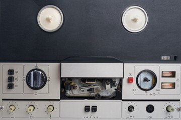 old tape recorder for listening to music during repair and cleaning of control mechanisms