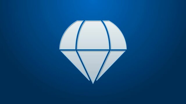 White line Parachute icon isolated on blue background. 4K Video motion graphic animation.