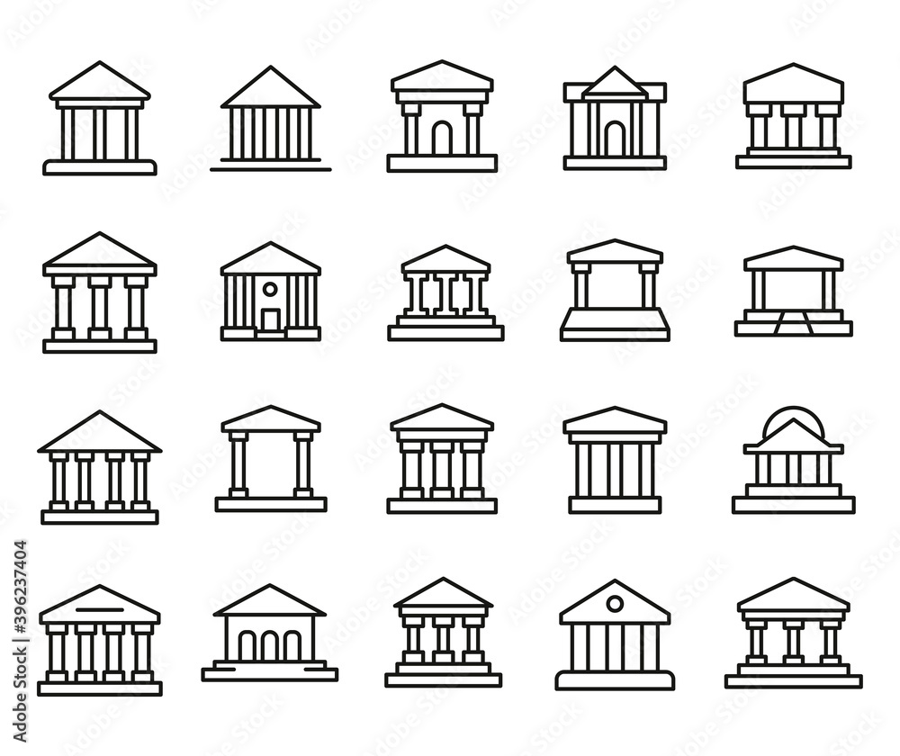 Poster Premium set of bank line icons.