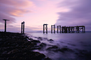 a view of the old pier at aberdour, fife, scotland.