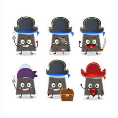 Cartoon character of black pepper shake with various pirates emoticons