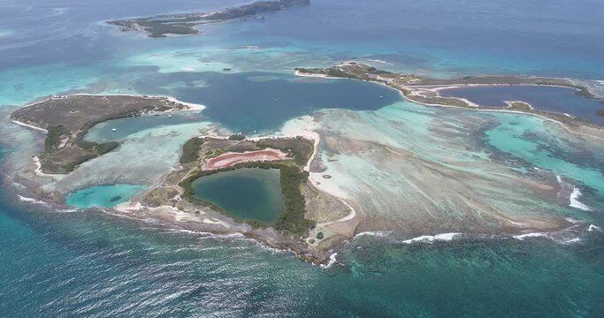 Aerial View pan left tild up  movement  Francisky Los roques  Venezuela