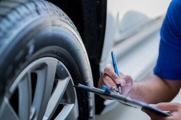 A car maintenance worker is checking the quality of the tires that are worn out, should they be...