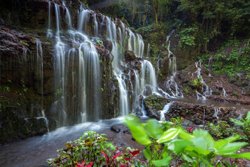 Beautiful waterfall in rural area at bali island, indonesia