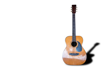 Guitar, Playing guitar on the ground for the Long White splitters separated from white background.